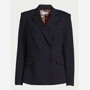 Sofia Vergara Women's Black Ponte Blazer With Cheetah Print Liner- Size L NWOT